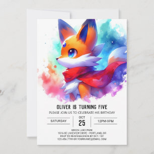 Kids Woodland Fox Geburtstag Einladung