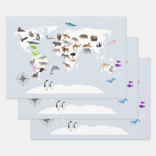 Kids World Map Animes Geschenkpapier Set