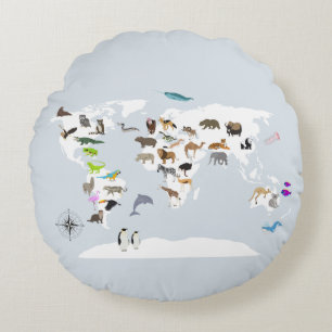 Kids World Map Animes Rundes Kissen