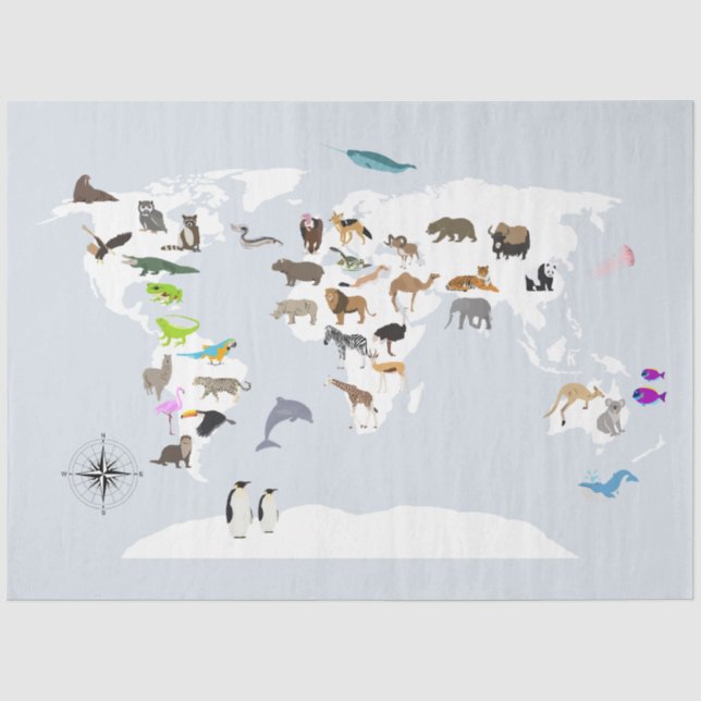 Kids World Map Animes Seidenpapier (Vorderseite)