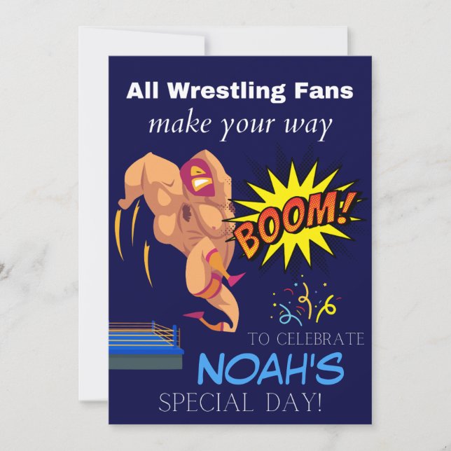 Kids Wrestling Themed Wrestler Party Einladung (Vorderseite)