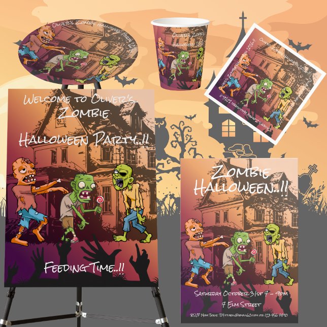 Kids Zombie Halloween-Party Banner (Zombie Halloween Party Collection)