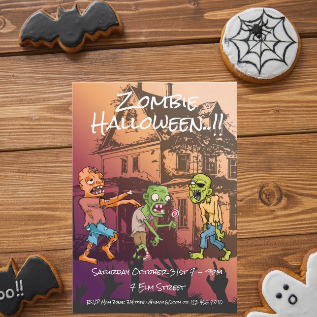 Kids Zombie Halloween-Party Einladung (Zombie Halloween Party Invite)