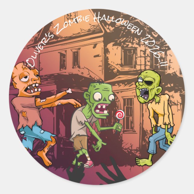 Kids Zombie Halloween-Party Runder Aufkleber (Vorderseite)