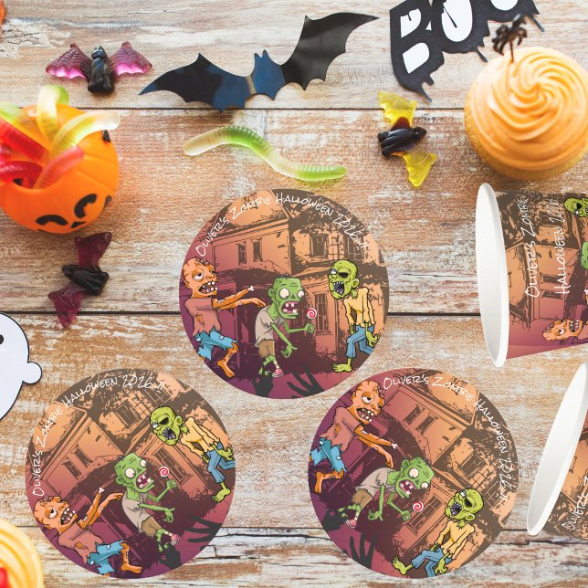 Kids Zombie Halloween-Party Runder Pappuntersetzer (Zombie Halloween Party Round Paper Coaster)