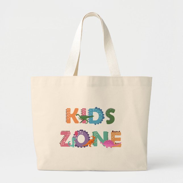 Kids Zone Dinosaurier Jumbo Stoffbeutel (Vorne)