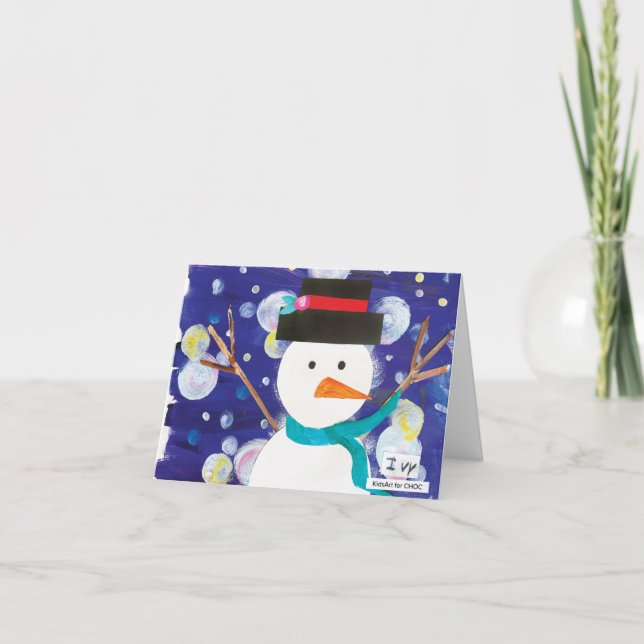 KidsArt for CHOC - Carte Snowman d'hiver (Devant)
