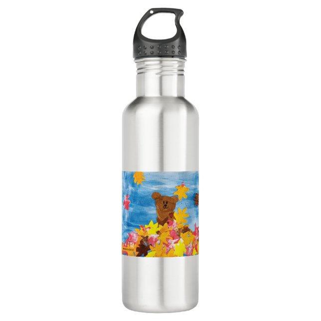 KidsArt für CHOC - Herbstlaub Bär Edelstahlflasche (Vorderseite)