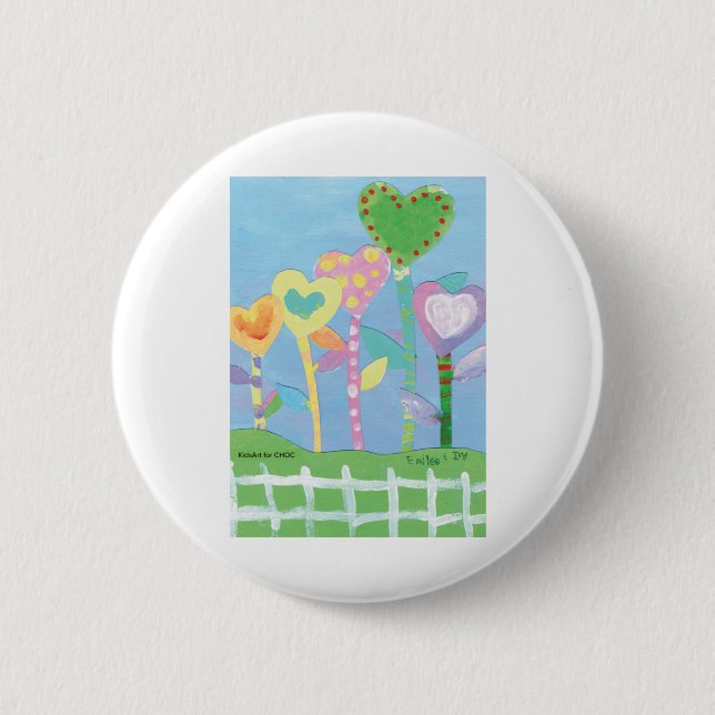 KidsArt für CHOC - Herzen mit Picketzaun Button (Vorderseite)