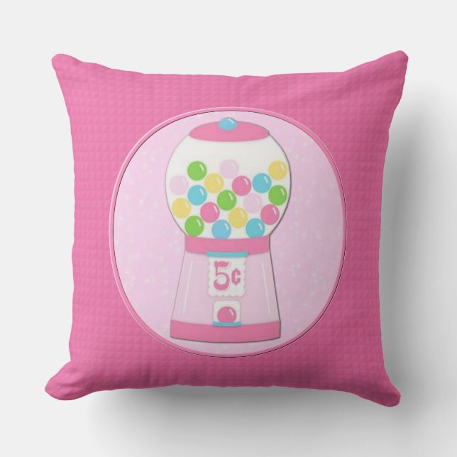 Kids's rosa Bubblegum Maschine Kissen Kissen (Vorderseite)