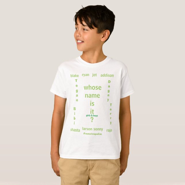 Kids'Unisex T Shirt, wessen Name ist es ?, T-Shirt (Vorne ganz)