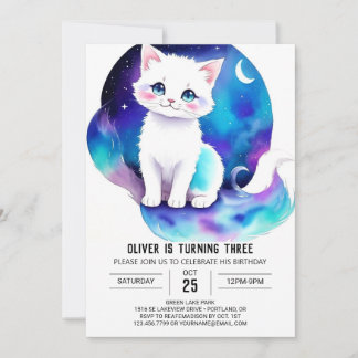 Kids'Whimsical Kitten Geburtstag Einladung