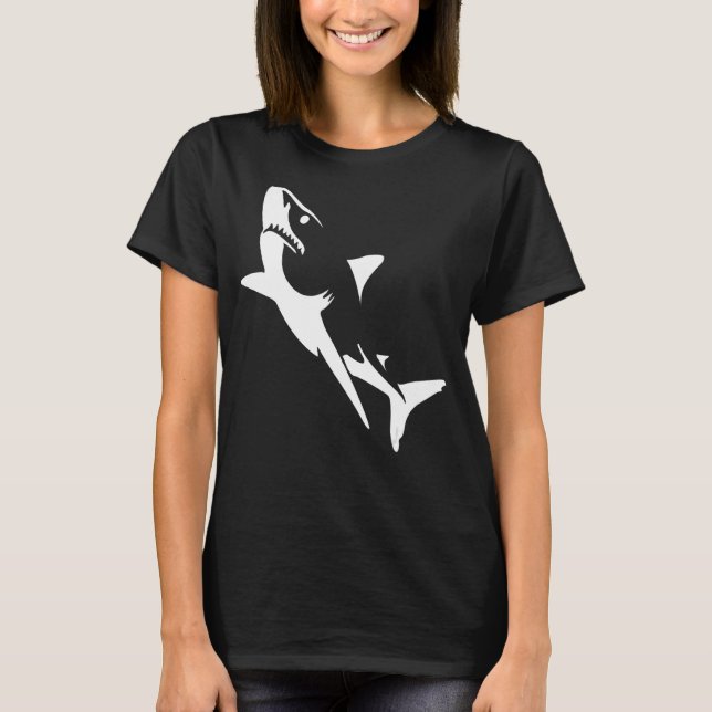 Kiefer Hai Angriff Grafik und Summer Beach T-Shirt (Vorderseite)