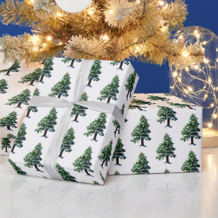 Kiefer mit Schnee Aquarellmalerei  Geschenkpapier