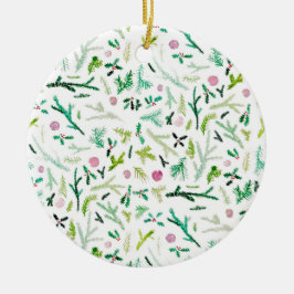 Kiefer, Stechpalme u. Sugarplums Keramik Ornament