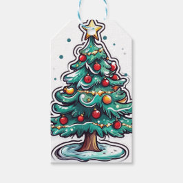 Kiefer-Weihnachtsbaum im Cartoon Geschenkanhänger