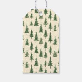 Kieferbäume Beige Aquarell Weihnachten Urlaub Geschenkanhänger