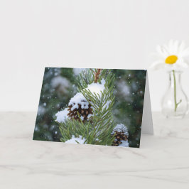 Kieferkone Im Schnee Art Weihnachtsfeiertag Karte