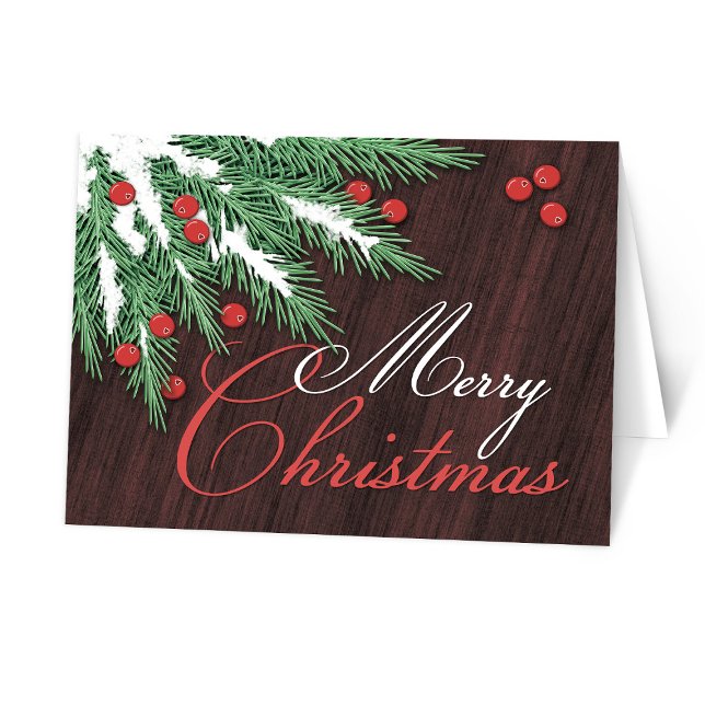 Kiefern-Ast-und Moosbeerweihnachtskarten Feiertagskarte (Pine Boughs and Cranberries Christmas Cards at Starzraven on Zazzle.)