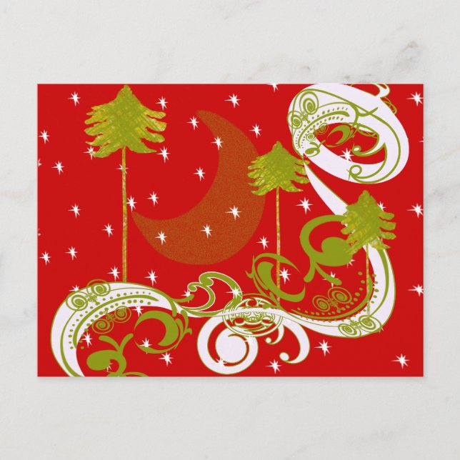 Kiefern mit Mond Postkarte (Vorderseite)
