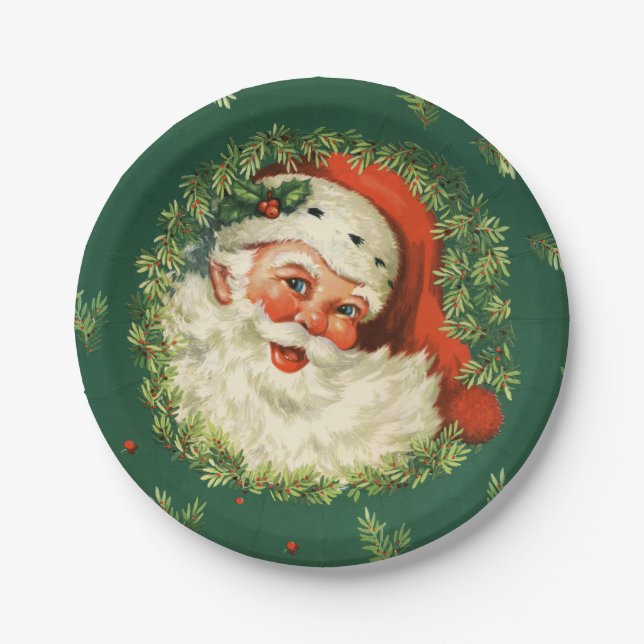 Kiefern-Nadel und Sankt-Weihnachten Pappteller (Vorderseite)