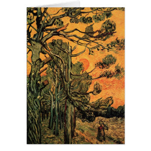 Kiefern Rote Himmel Sinkende Sonne von Vincent van