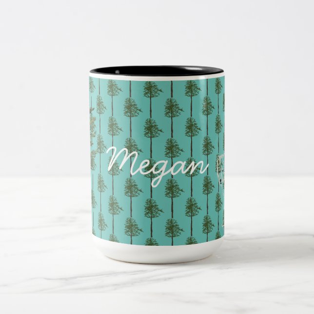 Kiefern und Wolf Zweifarbige Tasse (Mittel)