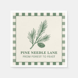 Kiefernadeln-Pfad-Zapfen-Druck & Gingham-Rand Serviette