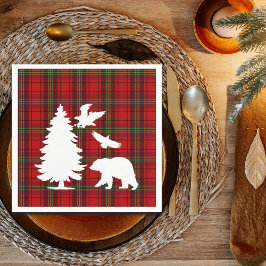 Kiefernbärenadler auf dem Roten Schwarzen Tartan Serviette