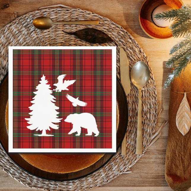 Kiefernbärenadler auf dem Roten Schwarzen Tartan Serviette (Von Creator hochgeladen)