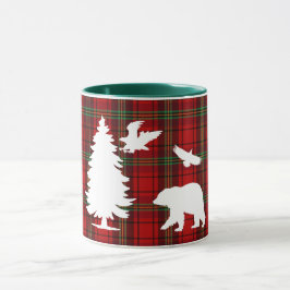 Kiefernbärenadler auf dem Roten Schwarzen Tartan Tasse