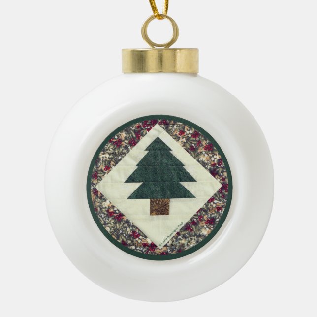 Kiefernbaum Keramik Kugel-Ornament (Vorderseite)