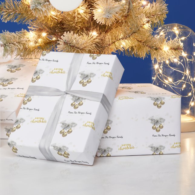 Kiefernbäume, Bälle frohe Weihnachten Geschenkpapier (Feiertage)