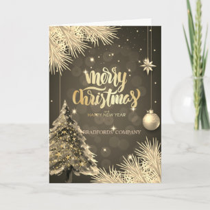 Kiefernbäume, Bälle, Weihnachtsbetrieb Feiertagskarte