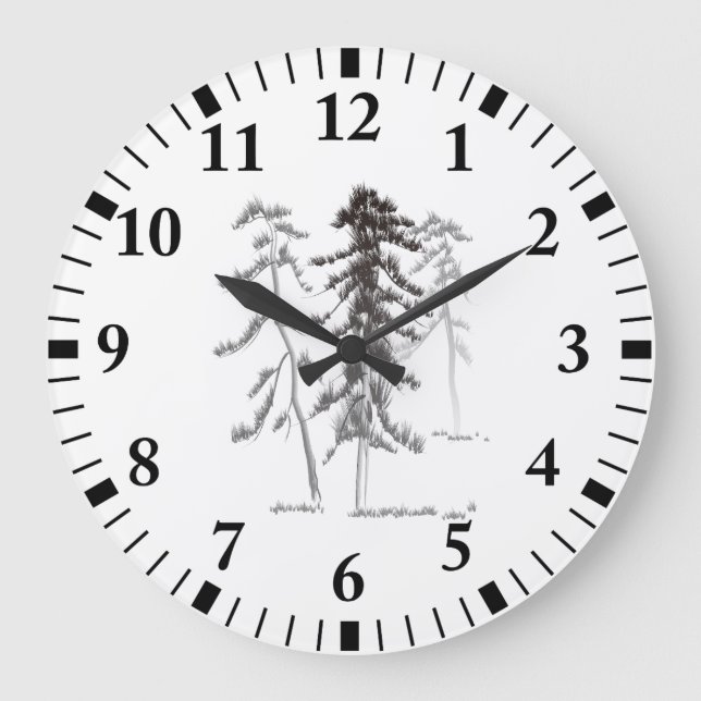 Kiefernbäume Große Wanduhr (Vorderseite)
