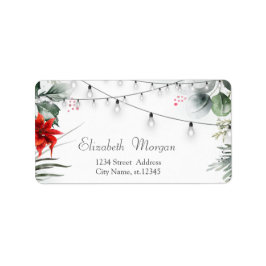 Kiefernbäume, Poinsettia Adressaufkleber