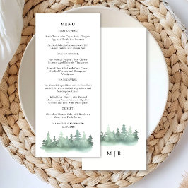 Kiefernberglandschaft Rustikale Hochzeitsmenü Menükarte