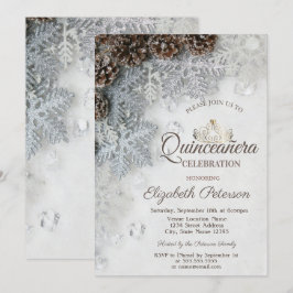 Kiefernfische, Schneeflocken, Tiara, Quinceañera Einladung