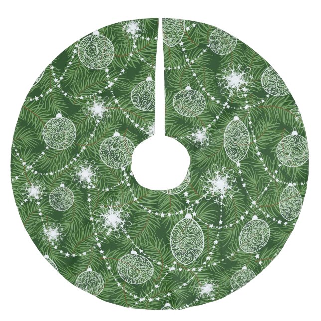 Kiefernfrösche und -dekorationen polyester weihnachtsbaumdecke (Vorderseite)