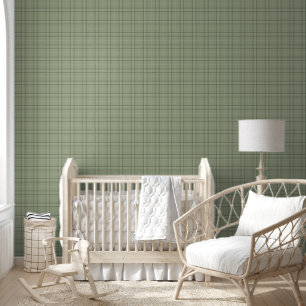 Kiefernhirsch-Karo - Salbeigrünes Cabincore-Tartan Tapete