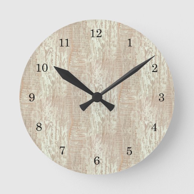 Kiefernholz-Körner-Look Runde Wanduhr (Vorderseite)