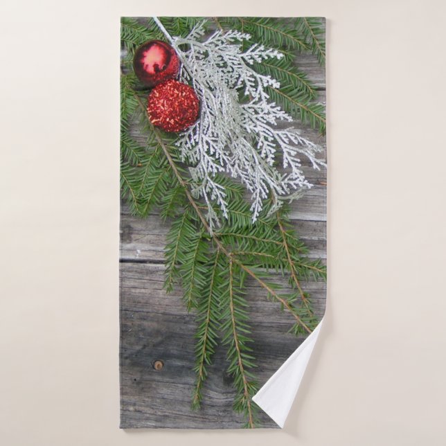 Kiefernholz und gewittertes Weihnachtshandtuch Set (Badehandtuch)