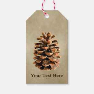 Kiefernkiefer auf braunem Papier Geschenkanhänger