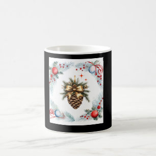 Kiefernkone, umgeben von Kränzen und Ornamenten Kaffeetasse