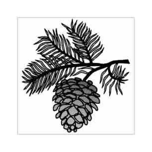 Kiefernkone und Zweig Gummistempel