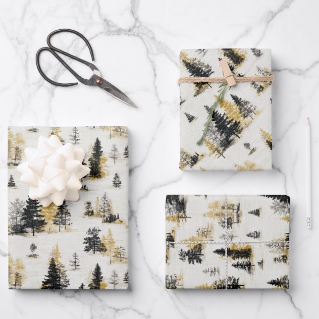 Kiefernlandschaft Geschenkpapier Set (Vorderseite)