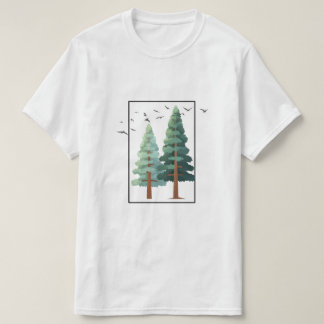 Kiefernwald Bäume Minimalistische Naturillustratio T-Shirt