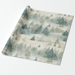Kiefernwald Vintage-Wasserfarben Weihnachten Geschenkpapier