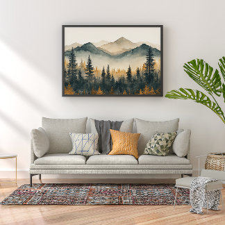Kiefernwald-Zen-Minimalist-Wandkunst Poster