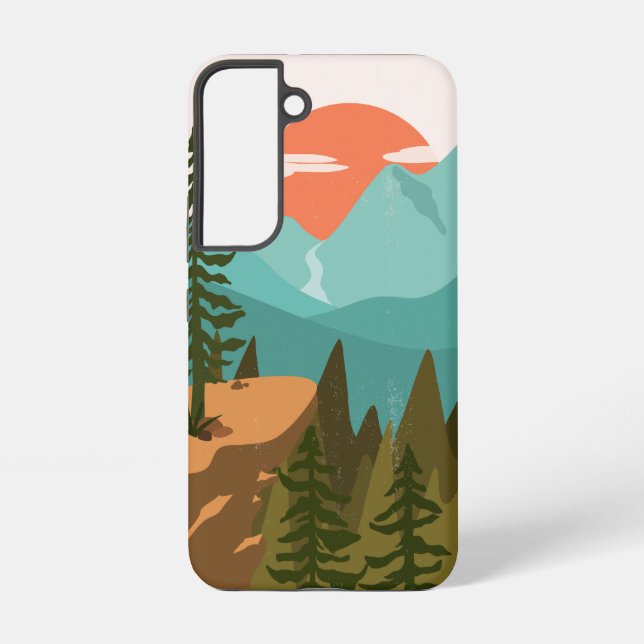 Kiefernwälder, Berge und Sonnenaufgang Samsung Galaxy Hülle (Rückseite)